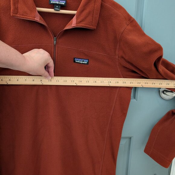 Patagonia Men's 1/4 Zip Fleece Rust Pullover Medium - Picture 5 of 6